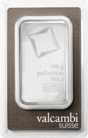 Palladiový slitek Valcambi, 100 g