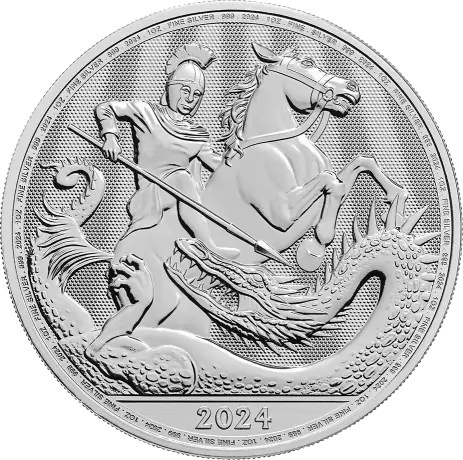 Stříbrná mince Sv. Jiří a Drak 2024 - Britská královská mincovna, 1 oz