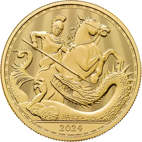 Zlatá mince Sv. Jiří a Drak 2024 - Britská královská mincovna, 1 oz